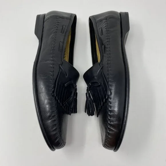 NEW santoni leather slip on shoes w/ tassels